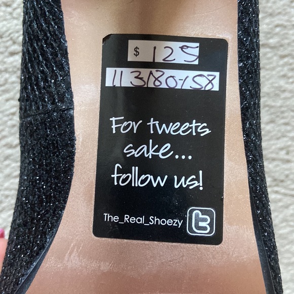 David Dixon Black Sparkly Kitten Heel Pumps - Picture 4 of 4